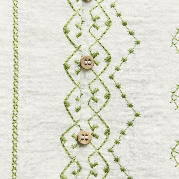 ZARA EMBROIDERED BLOUSE WITH WOODEN BUTTONS - Picture 6 of 8